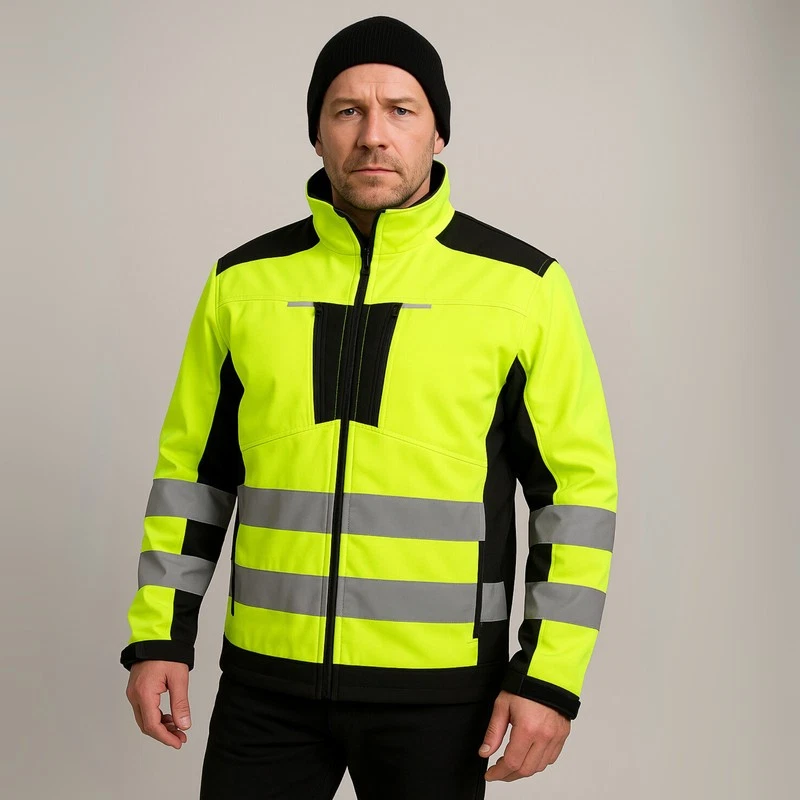 ARTMAS Men’s Hi-Vis Softshell Jacket – Yellow, Waterproof, Breathable, Insulated