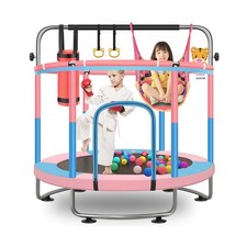 60" Toddler Trampoline for Kids, 5FT Adjustable Trampoline Indoor Outdoor wit...