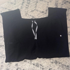 FIGS Technical Collection Scrub Pants Black XXL Drawstring Elastic Waist