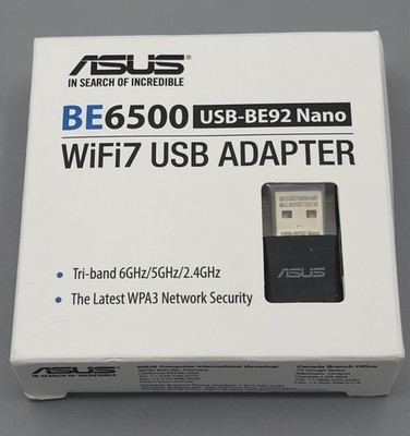 ASUS BE6500 USB-BE92 Nano WiFi7 USB Adapter - New Open Box