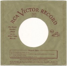 Company Sleeve 45 RCA Victor - Brown w/ Arched Red Text 1950-1952 Curved Cut