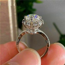 2Ct Round Lab-Created Diamond Halo Engagement Wedding Ring 14K White Gold Finish