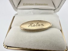 Antique VTG 12k Yellow Gold Front Brooch Pin Helen Signed Estate Sale Fix Read