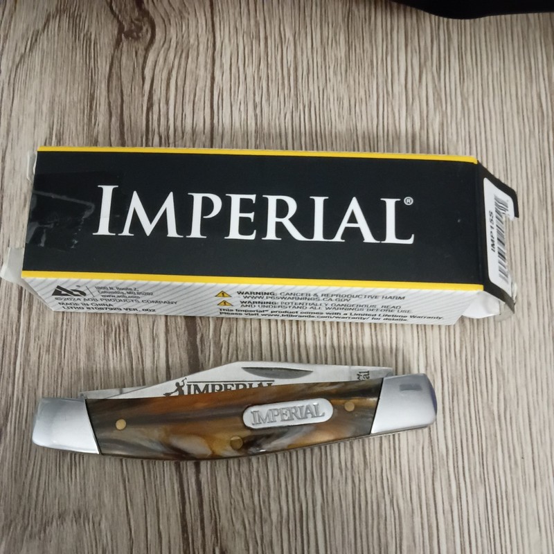 Schrade Imperial Celluloid Stockman Pocket Knife IMP15S Amber Swirl Handles
