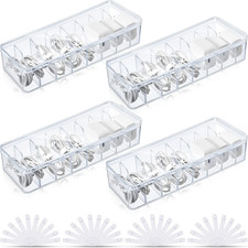 4 Pcs Cord Organizer for Drawer Desktop, Cable Organizer Box with 8 Compartments