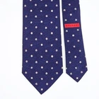 BVLGARI TIE Snowflake on Dark Blue 7 Fold Silk Necktie