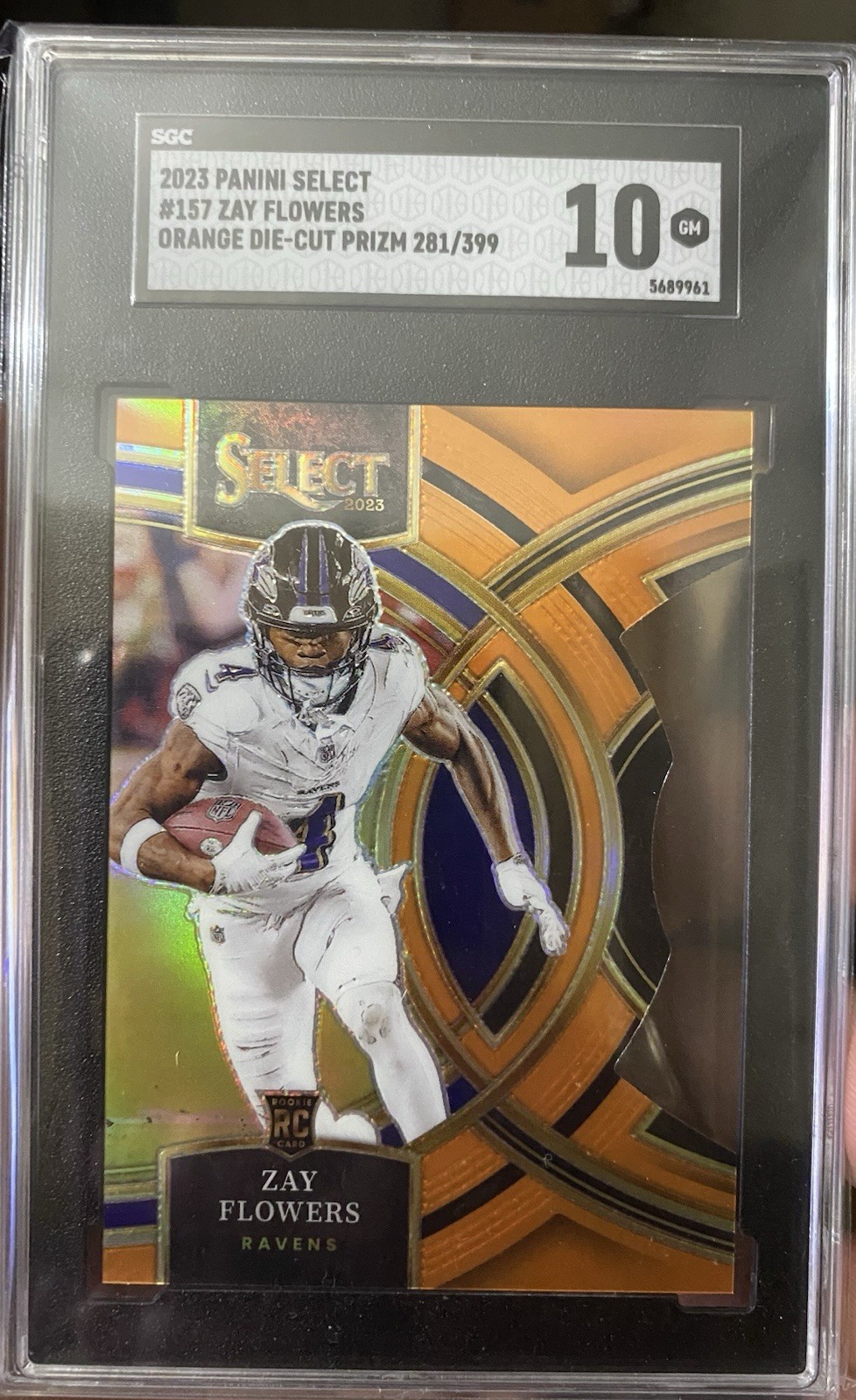 2023 Panini Select Zay Flowers ORANGE PRIZM Premier Die-Cut /399 SP Rookie RC