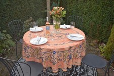 Tischdecke Provence 180 cm rund abricot Lavendel aus Frankreich pflegeleicht
