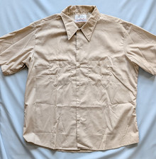 Sears Work Shirt Mens XL Beige Twill Short Sleeve Button Front Workwear Gorpcore