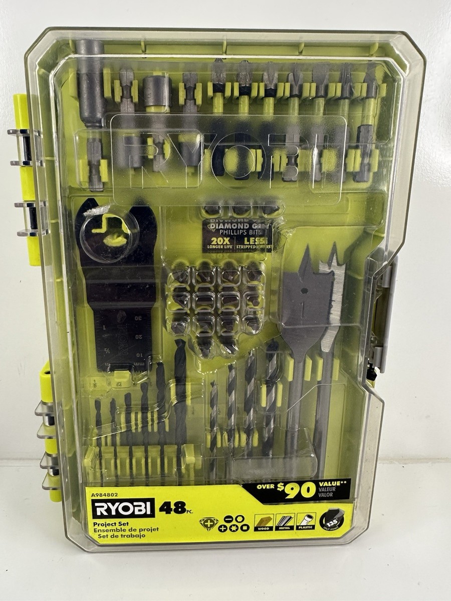 Ryobi A984802 48 Pc Drill & Bit Project Tool Set Wood Metal