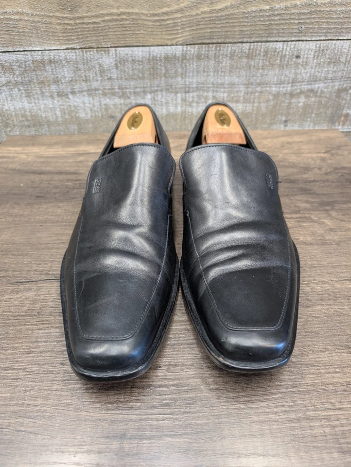 HUGO BOSS венецианский черный кожаный скольжения на платье мокасины туфли мужские 11,5 - Изображение 2 из 4