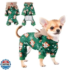 DaFuEn Dog Christmas Pajamas Reindeer Costume Puppy Hoodie Sweats