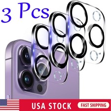 3 Pack For iPhone 15 14 13 12 Pro Max Tempered Glass Camera Lens Cover Protector