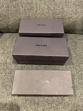 PRADA SUNGLASSES GLASSES CASE LOT OF 3 ORIGINAL OUTER BOX 2 LARGE 1 SMALL EMPTY