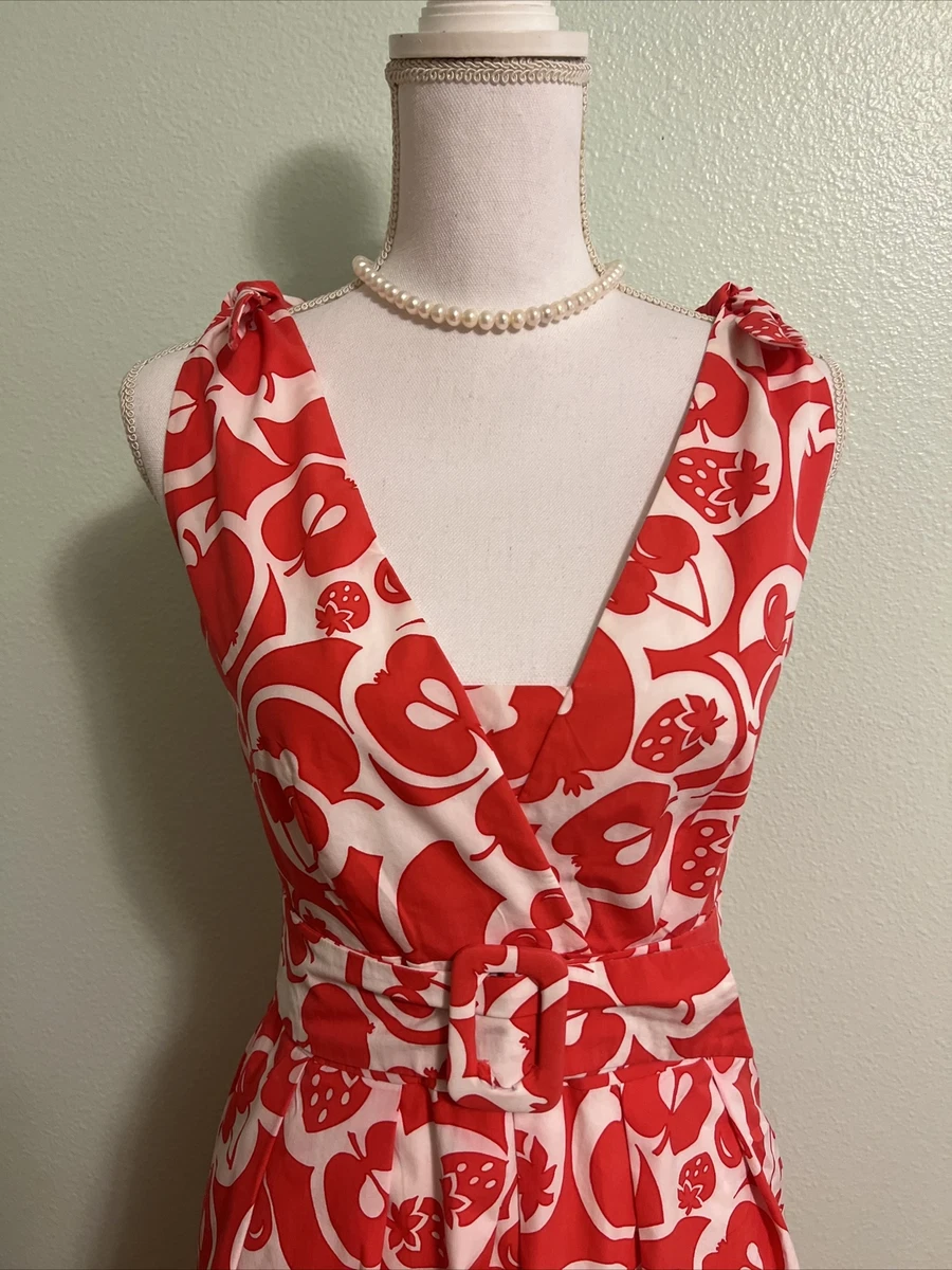 Rena Lange Red White Fruit Berry Cotton Dress DE 36 IT 40 | eBay