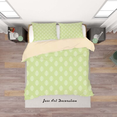 3D Abstract Leaves Pattern Green Quilt Cover Set Bedding Sets Pillowcases 64