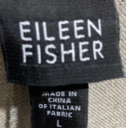 Eileen Fisher Pants Women Size L Linen Blend Taupe Tan Wide Leg Slacks - Picture 7 of 9