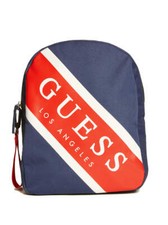 Bolso Mochila Bolso de Mano GUESS Factory Para Mujer Azul Marino Blanco Logo Rojo Rayas