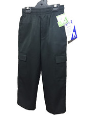 BNWT Boys Sz 16 LWR Brand Black Elastic Waist Cargo Side Pocket School Pants