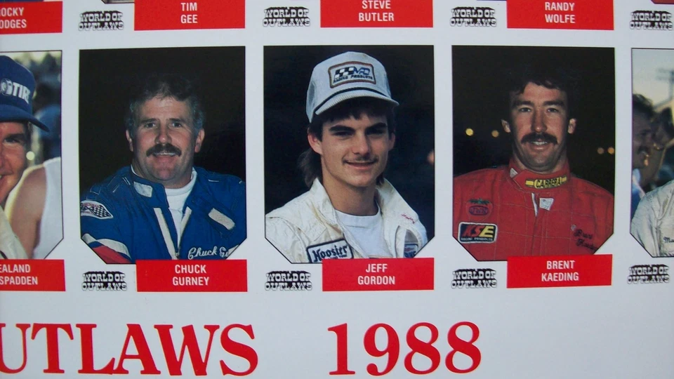 1988 World Of Outlaws Uncut Sheet w/Jeff Gordon's 2nd card Rare only 1,000 made - Image 2 of 2