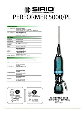 ANTENNA CB SIRIO SERIE PERFORMER P-5000 / P-5000 PL