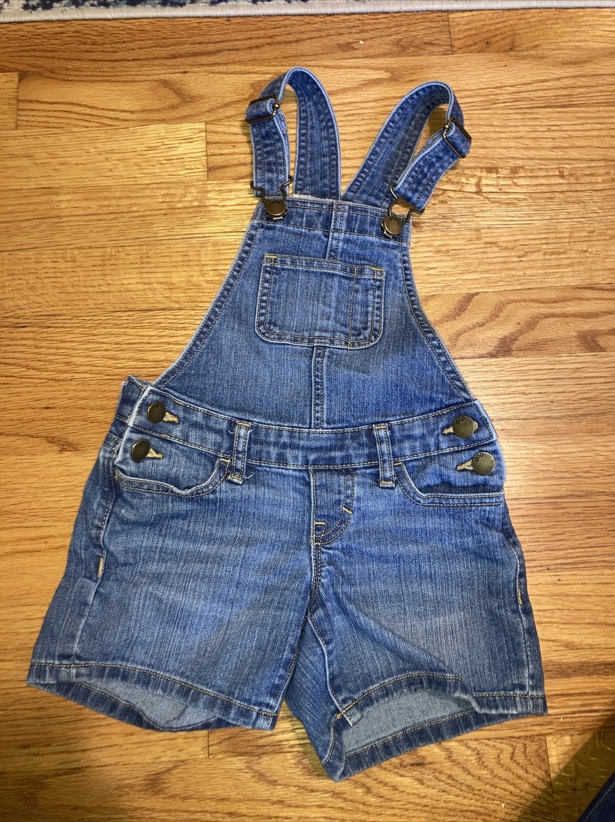 EUC GAP Kids Girls Size Extra Small XS Denim Jean Shortalls Shorts  Overalls