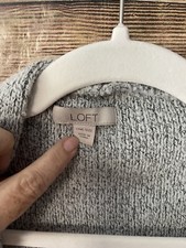 Cardigan Ceinturé Ann Taylor LOFT Petites Taille PM - Couleur Taupe Et Noir, Crochet, Occasion Excellent état