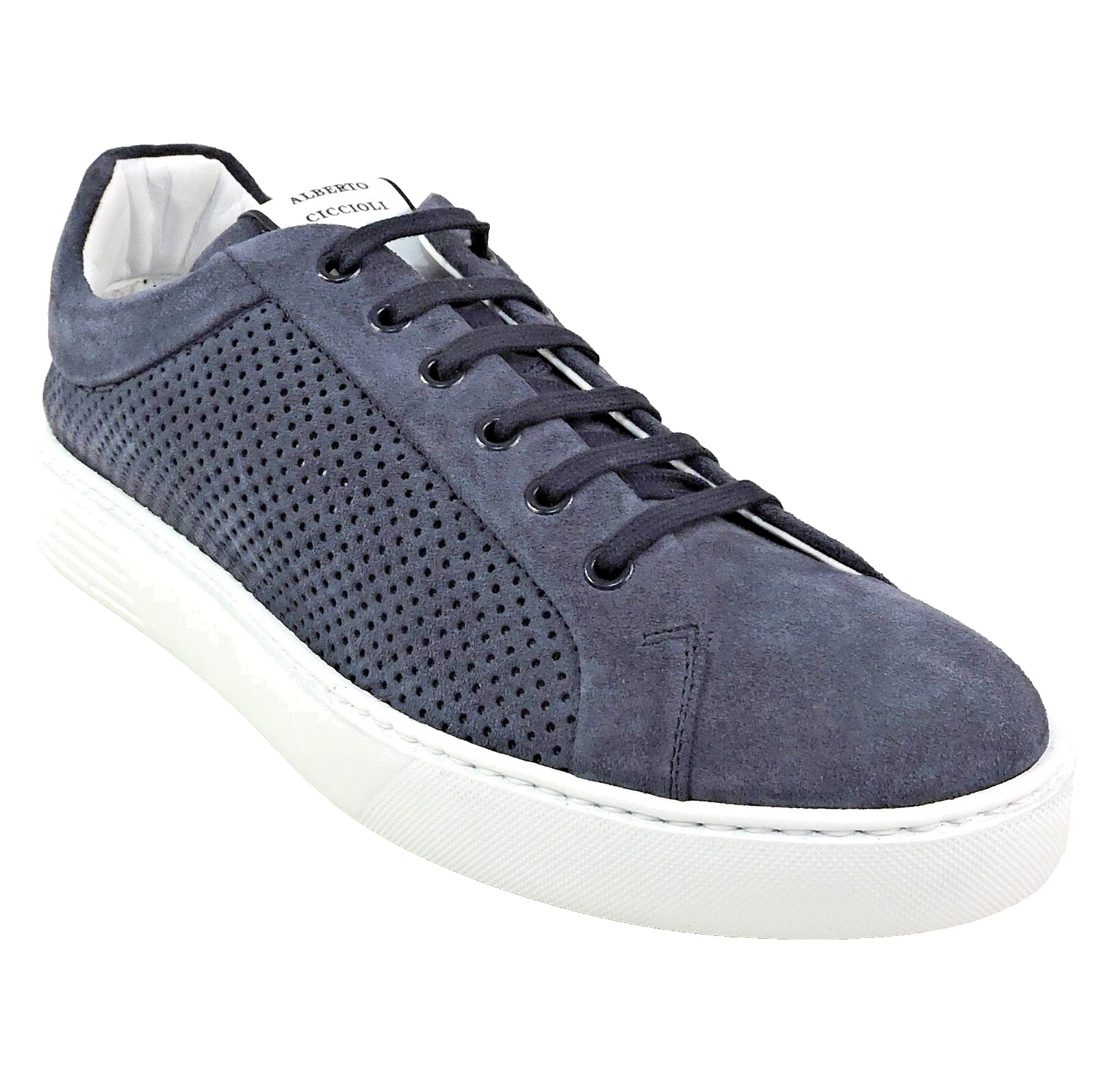 ALBERTO CICCIOLI 🇮🇹 MEN'S BLUE SOFT SUEDE COMFORT SUMMER SNEAKERS 42 EU