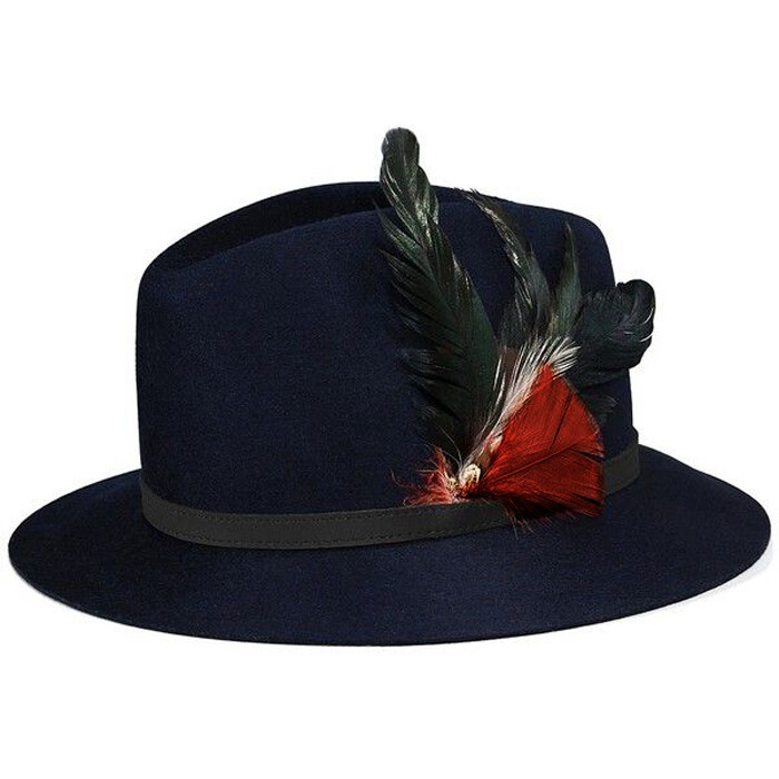 New Womens Tory Burch Navy 100% Wool Feather Fashion Fedora  display picture 2