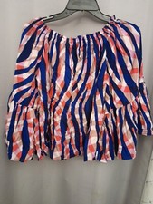 Off-The-Shoulder Bell Sleeve Blouse Top Shirt Size Small Multi Color