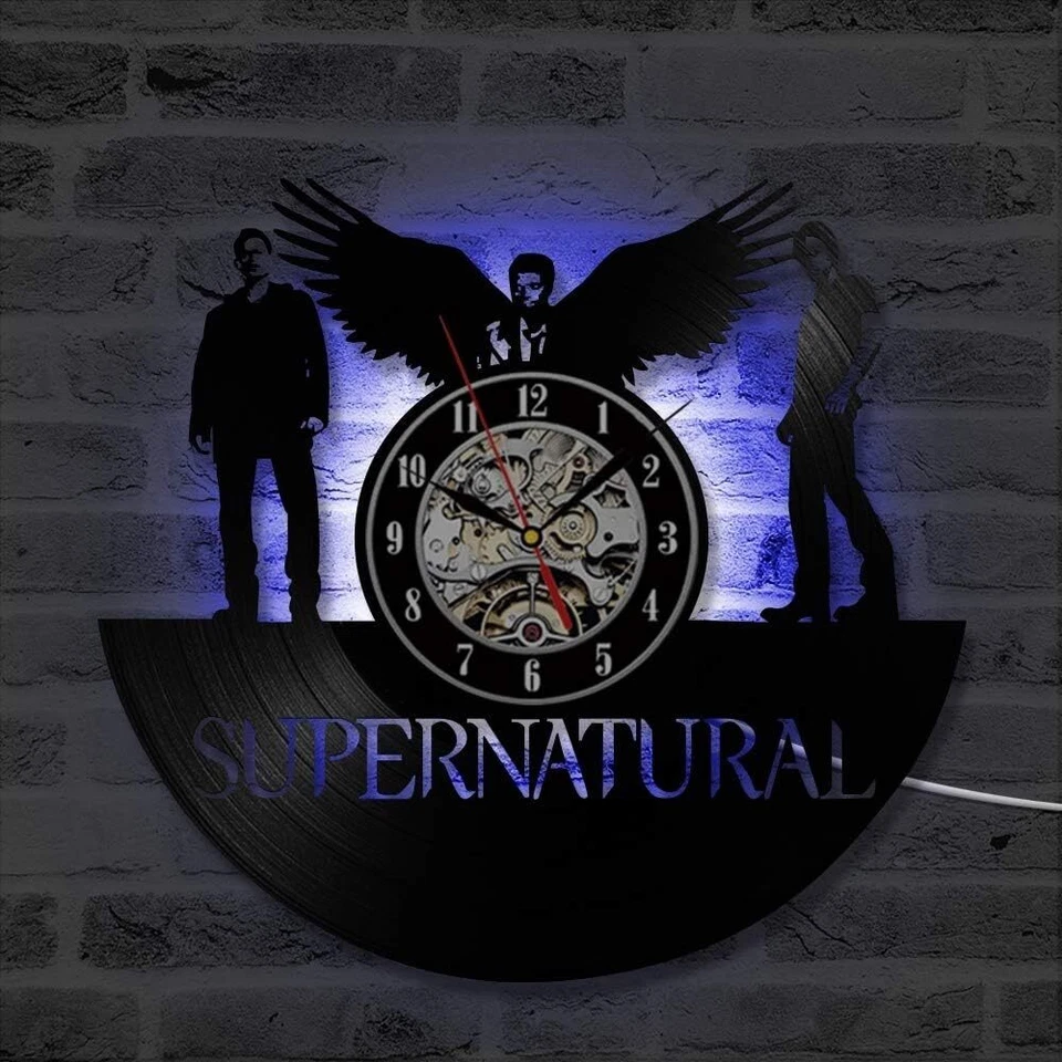 Reloj de Pared Regalo Sobrenatural Disco de Vinilo Arte Decoración Vintage LED Decoración del Hogar Foto 4 de 4
