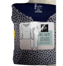 Silver Lilly - Conjunto De Pijama De Rayas Para Mujer, Forro Polar Suave Con Botones, Azul / Patchwork, L