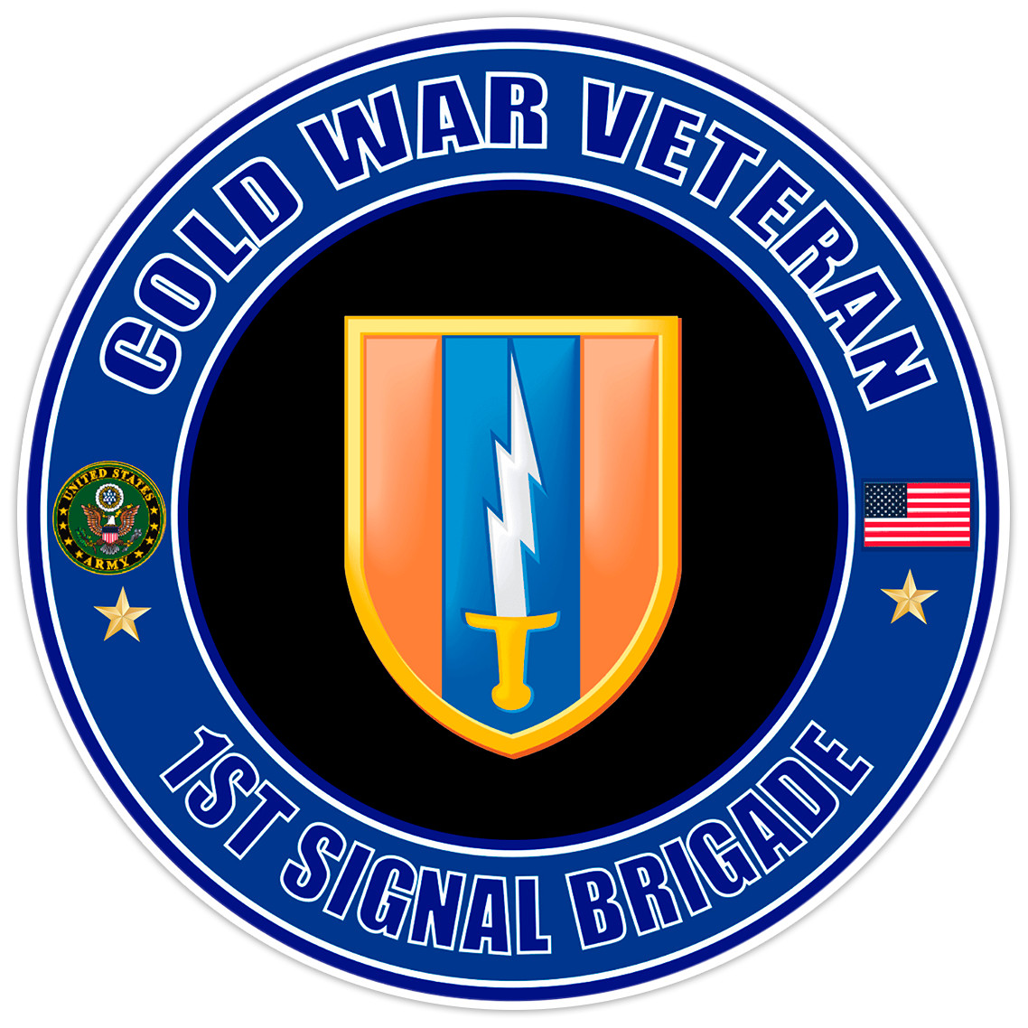 Cold War Veteran 1st Signal Brigade Bumper Sticker Military Vinyl Decal 5"