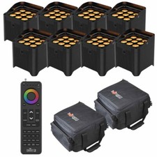 Chauvet DJ Freedom Par Q9 LED Wireless Battery Powered Uplights 8 Pack w Cases