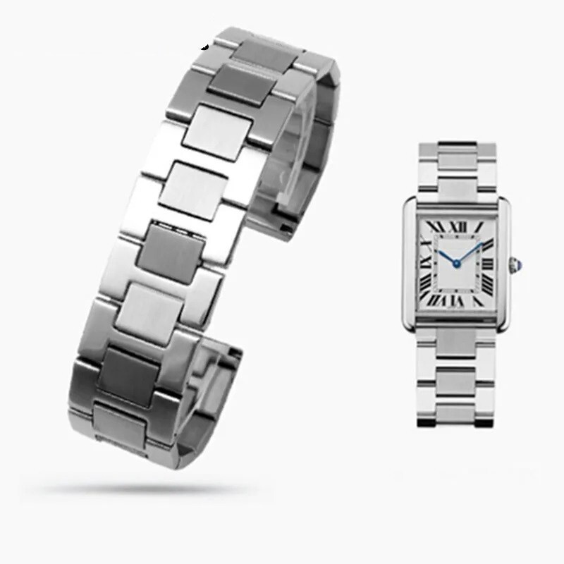 Stainless Steel Bracelet Watchband For Cartier Tank Strap 16mm 17.5mm 20mm 23mm