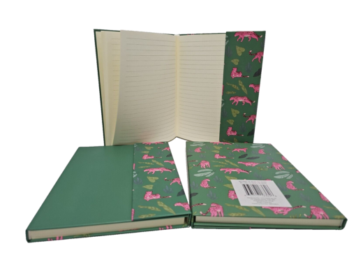 Hardcover Magnetic Wrap-Around on 96-Sheet 6”x8” Journal/Notebook ~Pink Leopards - Afbeelding 1 van 4