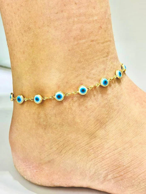 Böser-Auge Armband/Fußkette – Vergoldet, Aus Pe Produktbild-Vorschau 13