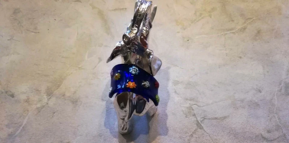 Elefante placcato in argento 925 con decorazione colorata in vetro - Immagine 4 di 4