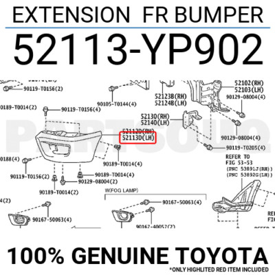 【GON GON】 52113YP902 Genuine Toyota EXTENSION FR BUMPER 52113-YP902 | eBay