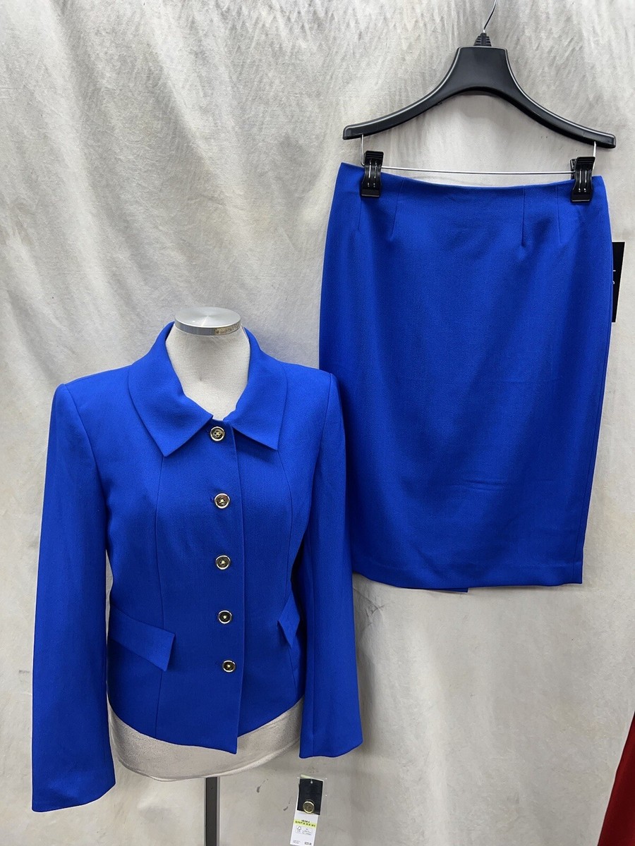 LESUIT SKIRT SUIT/ROYAL/SIZE 8/NEW WITH TAG/RETAIL$240/LINED/SKIRT