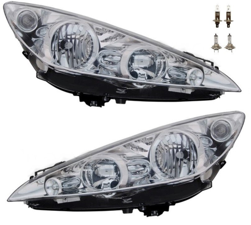 Phare électrique ajustable pour Peugeot 308 SW avec lentille chromée haute visibilité