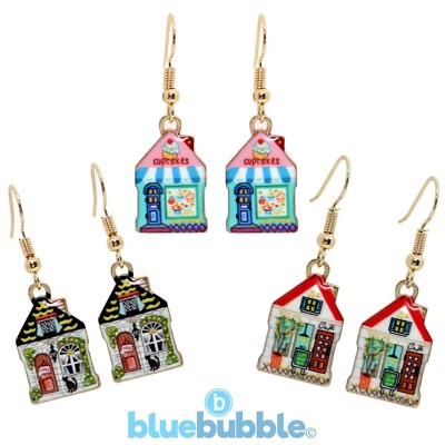 Bluebubble TINY TOWN Mini Shop Ohrhänger Vintage Kitsch Kawaii Small House