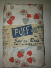 Vintage 1950's Bakelite Puff Inflatable Sun Rain Hat Party Beach Gardening U75