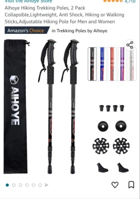 Aihoye Hiking Trekking Poles Pack Collapsible Lightweight Anti