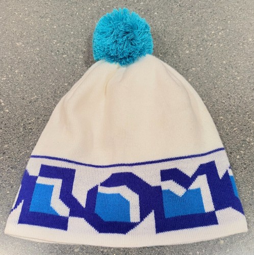 Salomon Beanie Hat One Size unisex adult White Blue Nordic Pom Winter Ski Snow