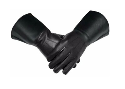 Echtleder einfache schwarze Stulpenhandschuhe Star Wars oder Freimaurer *NEU*