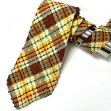 Vtg 30 40's Wembley ROCKABILLY SWING Tie NUBBY Textured Multicolor Plaid Necktie