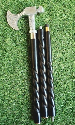 Unique Vintage Style Handmade Walking Stick Cane with Axe Handle Designer Gift