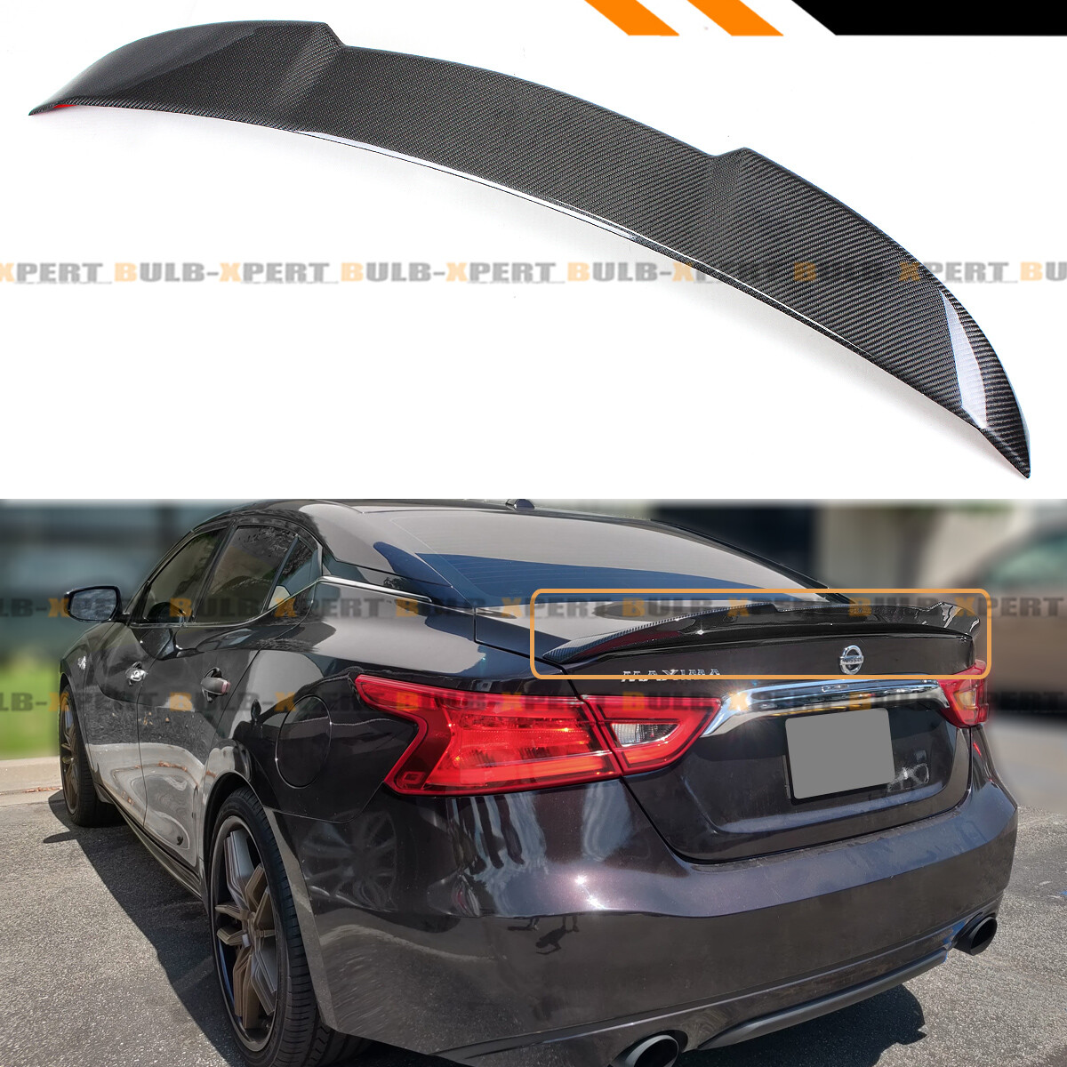 maxim ブラックリボン付きハット FOR 2016-2022 MAXIMA 8TH GEN HIGHKICK DUCKBILL REAL CARBON