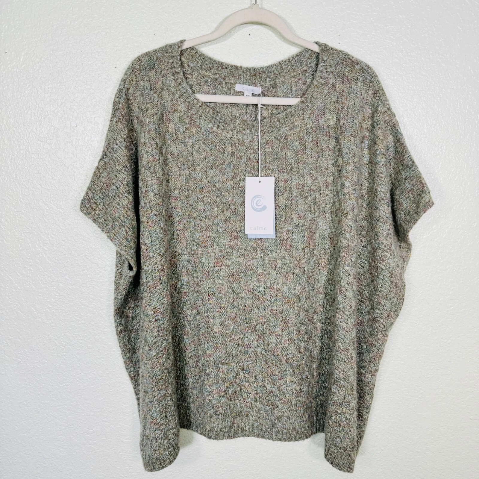 Johnny Was CALME Sweater Womens One Size Basket Weave Poncho Knit Pullover Soft